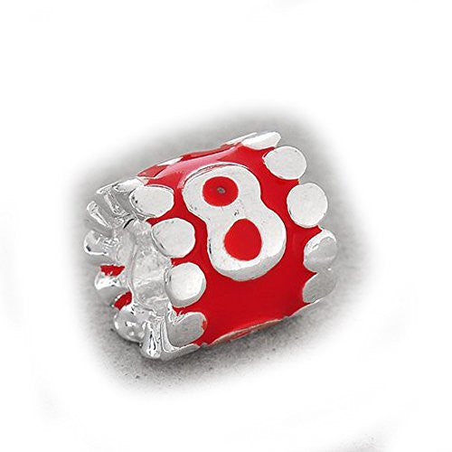 Your Lucky Numbers 8 Red Enamel Number Charm Beads Spacer For Snake Chain Bracelet