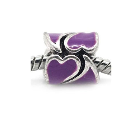 Heart Pattern Bead European Bead Compatible for Most European Snake Chain Braceletss (Purple) - Sexy Sparkles Fashion Jewelry - 2