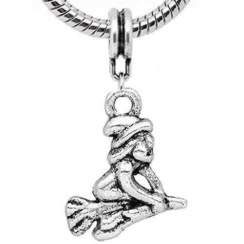 Halloween Witch Flying on Broom Charm Dangle for Snake Chain Charm Bracelet - Sexy Sparkles Fashion Jewelry
