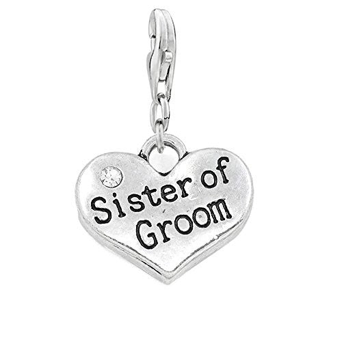 Sister of Groom Clip On Charm for European Jewelry w/ Lobster Clasp