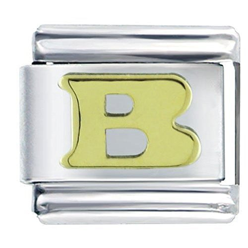 Gold plated base Letter B Italian Charm Bracelet Link