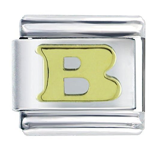 Gold plated base Letter B Italian Charm Bracelet Link - Sexy Sparkles Fashion Jewelry - 1