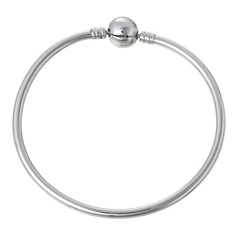 8 2/8" Stainless Steel European Style Bangle Bracelet Silver Tone