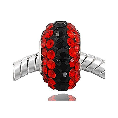 (One)Red & Black Crystal  European Bead Compatible for Most European Snake Chain Bracelets - Sexy Sparkles Fashion Jewelry
