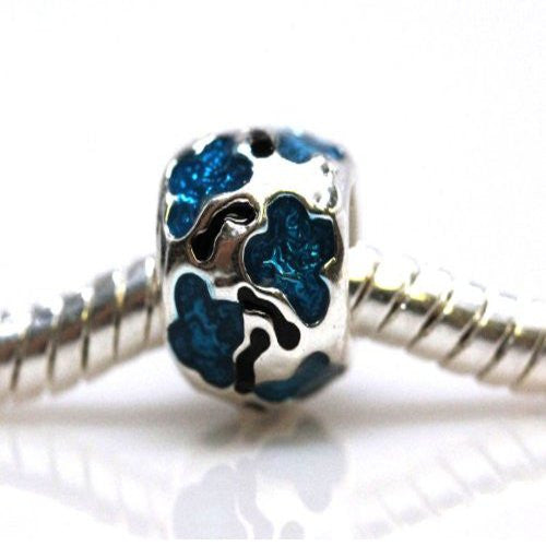 Aqua Flower Design Spacer European Bead Compatible for Most European Snake Chain Bracelet - Sexy Sparkles Fashion Jewelry