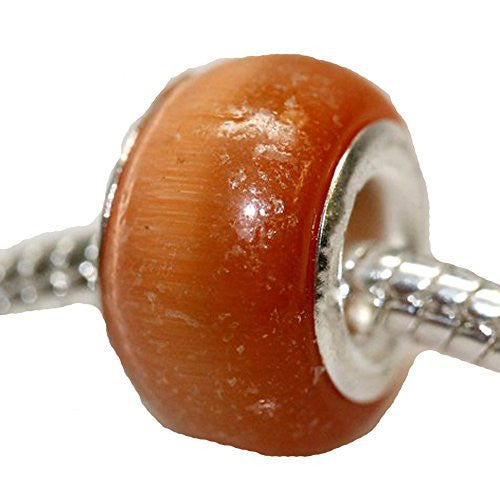Cat's Eye Glass European Beads For Snake Chain Bracelet (Red Orange) - Sexy Sparkles Fashion Jewelry - 1