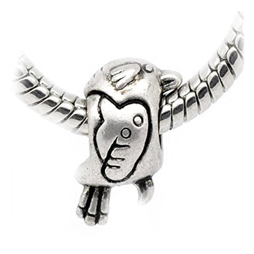 Silver Tone Bird Charm European Bead Compatible for Most European Snake Chain Bracelet - Sexy Sparkles Fashion Jewelry