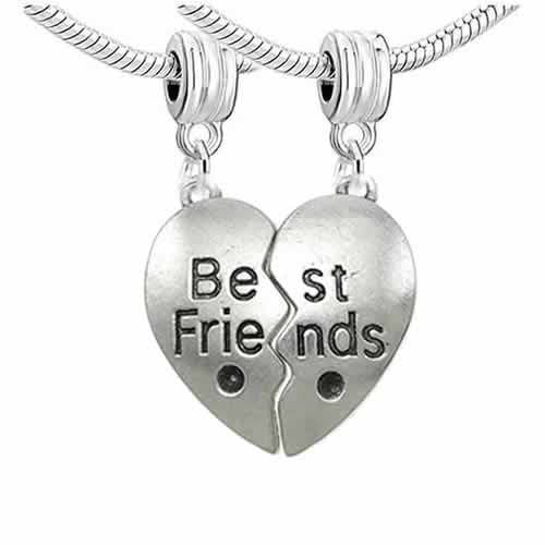 2-piece Best Friends Dangle Charm European Bead Compatible for Most European Snake Chain Bracelet - Sexy Sparkles Fashion Jewelry - 1