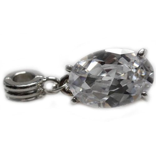 Clear Cubiz Zircon Dangle European Bead Compatible for Most European Snake Chain Bracelet - Sexy Sparkles Fashion Jewelry