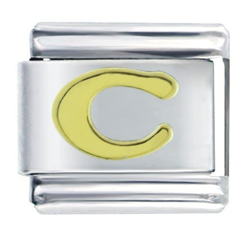 Gold plated base Letter C Italian Charm Bracelet Link - Sexy Sparkles Fashion Jewelry - 4