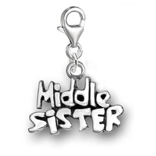 Clip on Middle Sister Charm for European Clip on Charm Jewelry w/ Lobster Clasp