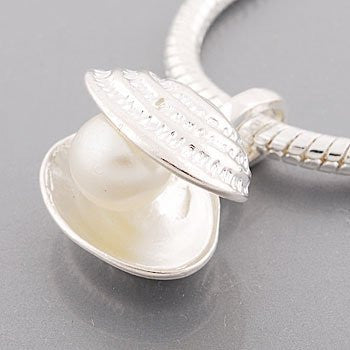 Oyster Shell with Acrylic Pearl Charm European Bead Compatible for Most European Snake Chain Bracelet - Sexy Sparkles Fashion Jewelry - 3