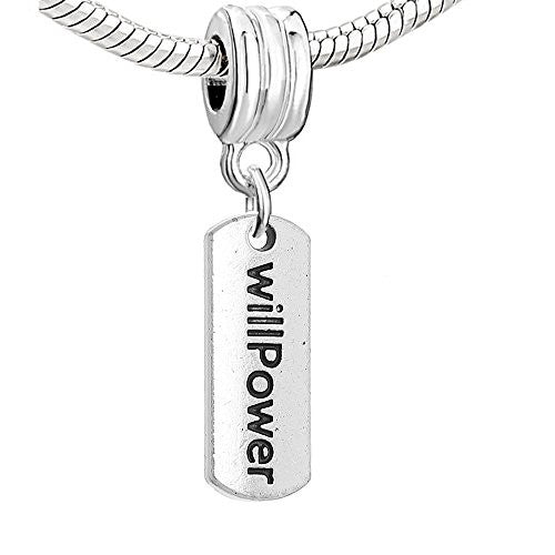 Will Power Dangle Charm European Bead Compatible for Most European Snake Chain Bracelet