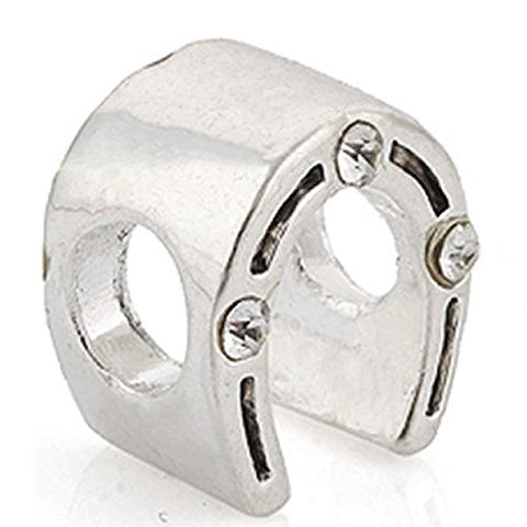 Horse Shoe W/clear  Crystals European Bead Compatible for Most European Snake Chain Charm Bracelet - Sexy Sparkles Fashion Jewelry - 1
