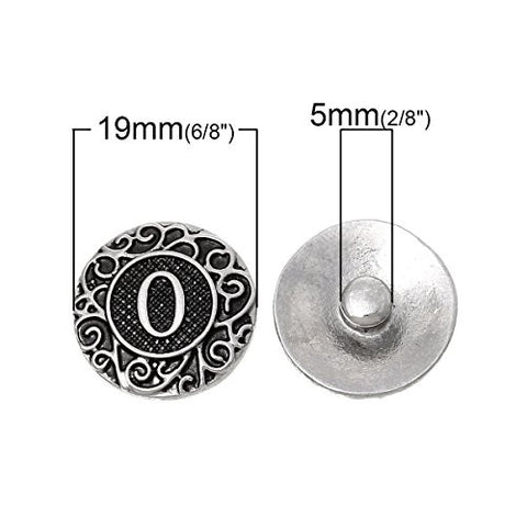 Alphabet Letter O Chunk Snap Button Pendant Fits Snaps Chunk Bracelet - Sexy Sparkles Fashion Jewelry - 3