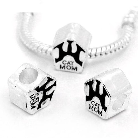 Cat Mom Paw Bead Spacer for Snake Chain Charm Bracelet - Sexy Sparkles Fashion Jewelry - 3