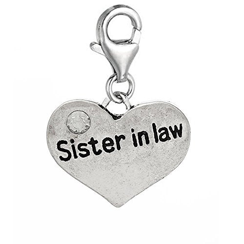 Sister in Law Clip on Charm for European Jewelry w/ Lobster Clasp