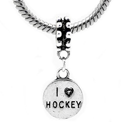 2 Sides I Love Hockey European Bead Compatible for Most European Snake Chain Bracelet - Sexy Sparkles Fashion Jewelry - 1