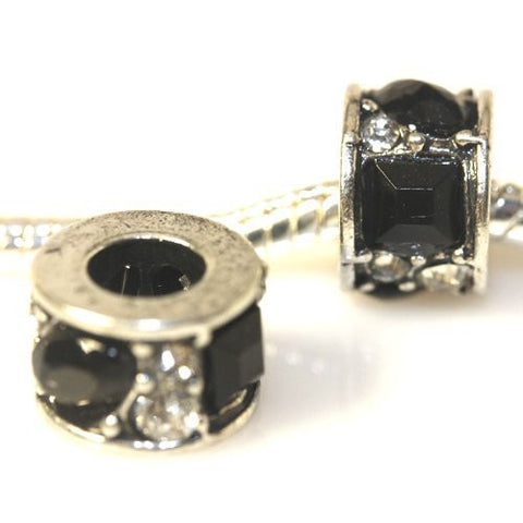 Black Rondelle Mosaic Style Rhinestone Bead for Snake Chain Bracelet - Sexy Sparkles Fashion Jewelry - 3