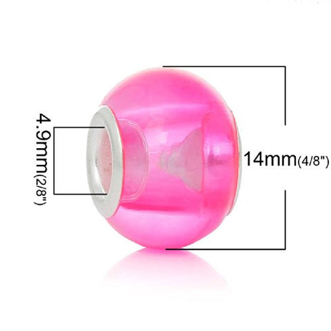 Five (5)Pink & Clear Glass European Murano Lampwork Beads Compatible with European Snake Chain Bracelet - Sexy Sparkles Fashion Jewelry - 2