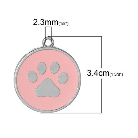 Pink Dog Paw Print Charm Pendant for Necklace - Sexy Sparkles Fashion Jewelry - 2