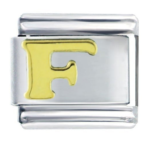 Gold plated base Letter F Italian Charm Bracelet Link - Sexy Sparkles Fashion Jewelry - 4