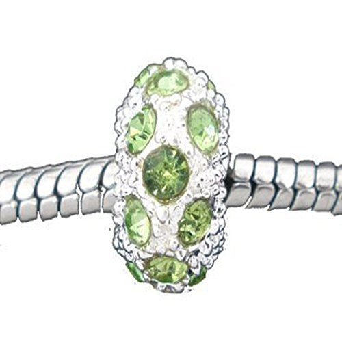 August Birthstone w/Light Green Rhinestones Charm For european Snake chain Charm Bracelet - Sexy Sparkles Fashion Jewelry - 1