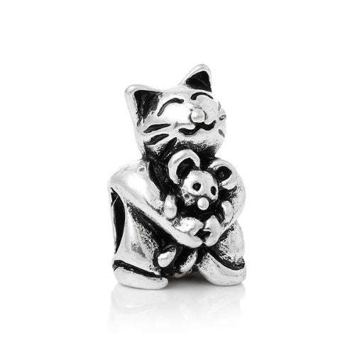 Cat Hugging Mouse Charm Fits All Brand Charm Snake Chain Bracelet - Sexy Sparkles Fashion Jewelry - 1