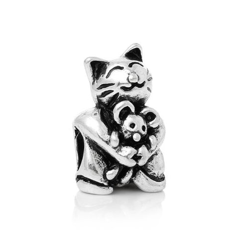 Cat Hugging Mouse Charm Fits All Brand Charm Snake Chain Bracelet - Sexy Sparkles Fashion Jewelry - 1