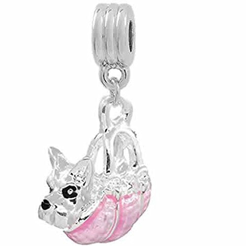 Dog in Pink Bag European Bead Compatible for Most European Snake Chain Bracelet - Sexy Sparkles Fashion Jewelry - 1