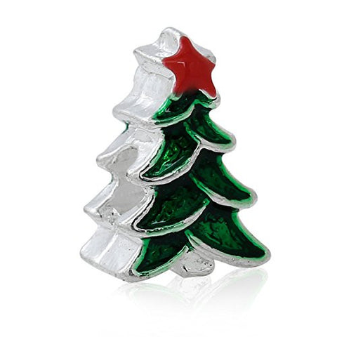 Christmas Tree With 5 Point Star Charm Bead for European Snake Chain Charm Bracelet - Sexy Sparkles Fashion Jewelry - 1