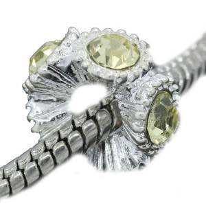 Flower with Clear Rhinestones Charm Spacer For Snake Chain Charm Bracelets - Sexy Sparkles Fashion Jewelry - 4