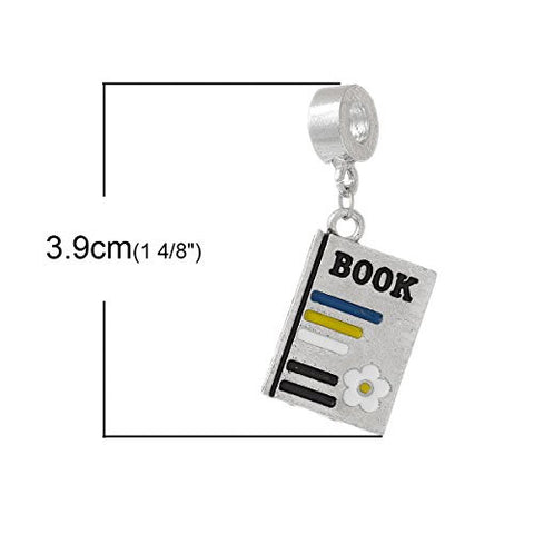 School Book with Flower Dangle Charm European Bead Compatible for Most European Snake Chain Bracelet - Sexy Sparkles Fashion Jewelry - 3