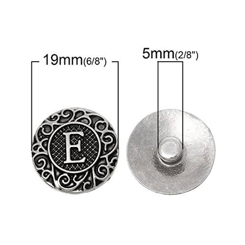 Alphabet Letter E Chunk Snap Button Pendant Fits Snaps Chunk Bracelet - Sexy Sparkles Fashion Jewelry - 3