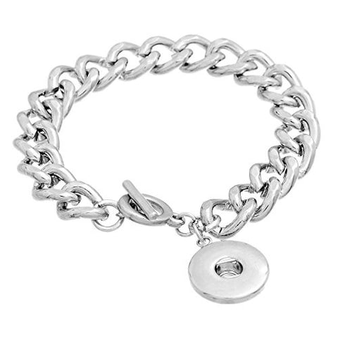 Chunk Snap Bracelet With Round Pendant Toggle Clasp Fits Chunk Snap Buttons - Sexy Sparkles Fashion Jewelry - 1