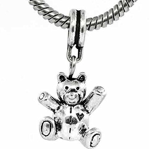 Teddy Bear Charm Dangle Bead Spacer For Snake Chain Charm Bracelet - Sexy Sparkles Fashion Jewelry - 1