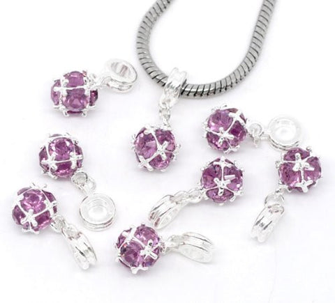 February Birthstone Dangle European Bead Compatible for Most European Snake Chain Charm Bracelet Fits Pandora Bracelet - Sexy Sparkles Fashion Jewelry - 2