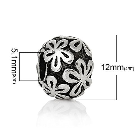 Round Flower Pattern European European Bead Compatible for Most European Snake Chain Charm Bracelet - Sexy Sparkles Fashion Jewelry - 3