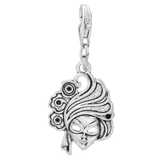 Mardi Gras Masquerade Clip On For Bracelet Charm Pendant for European Charm Jewelry w/ Lobster Clasp - Sexy Sparkles Fashion Jewelry