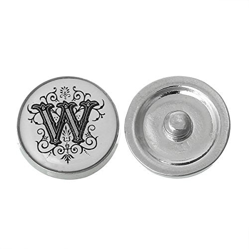 Alphabet Letter W Chunk Snap Button or Pendant Fits Snaps Chunk Bracelet - Sexy Sparkles Fashion Jewelry - 1