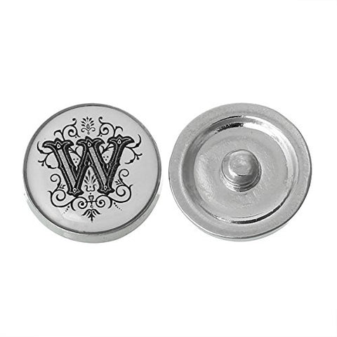 Alphabet Letter W Chunk Snap Button or Pendant Fits Snaps Chunk Bracelet - Sexy Sparkles Fashion Jewelry - 1