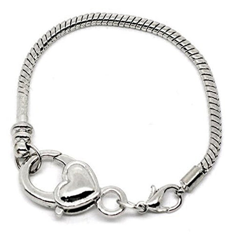 Heart Lobster Clasp Charm Bracelet Silver Tone (6.25") - Sexy Sparkles Fashion Jewelry - 1