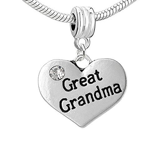 Heart 2 Sided w/  Crystal Stones Great Grandma Charm - Sexy Sparkles Fashion Jewelry