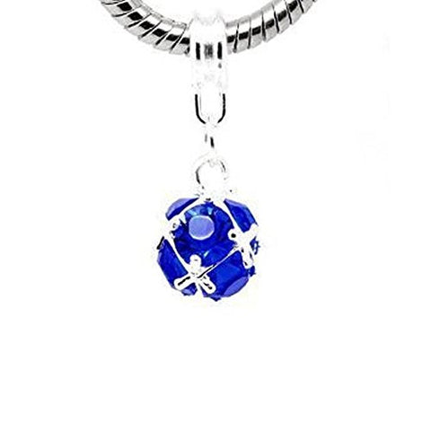 September Rhinestone Birthstone Dangle Charm for Snake Chain Charm Bracelet - Sexy Sparkles Fashion Jewelry - 1
