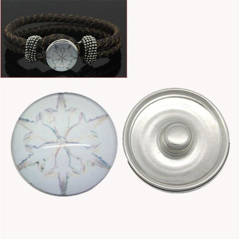 White Flower Design Glass Chunk Charm Button Fits Chunk Bracelet - Sexy Sparkles Fashion Jewelry - 4