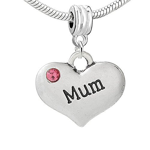 Mum Charm Heart Charm Bead for Most European Snake Chain Bracelet - Sexy Sparkles Fashion Jewelry