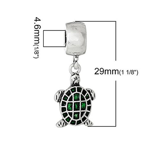 Turtle with Enamel Green Crystals Bead Compatible for Most European Snake Chain Bracelet - Sexy Sparkles Fashion Jewelry - 3