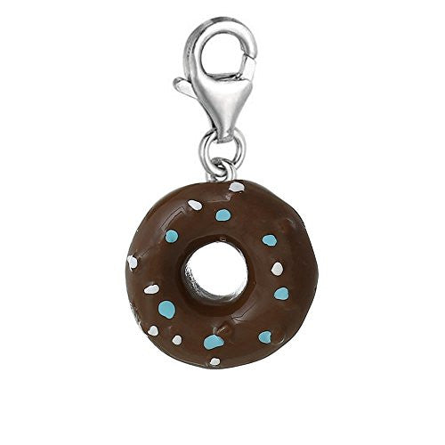 Resin Doughnut Clip On Charm Pendant For European Jewelry w/ Lobster Clasp