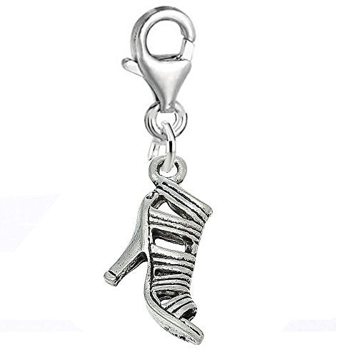 High Heel Shoe Clip on Pendant for European Charm Jewelry w/ Lobster Clasp