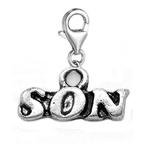 Son Clip On For Bracelet Charm Pendant for European Charm Jewelry w/ Lobster Clasp